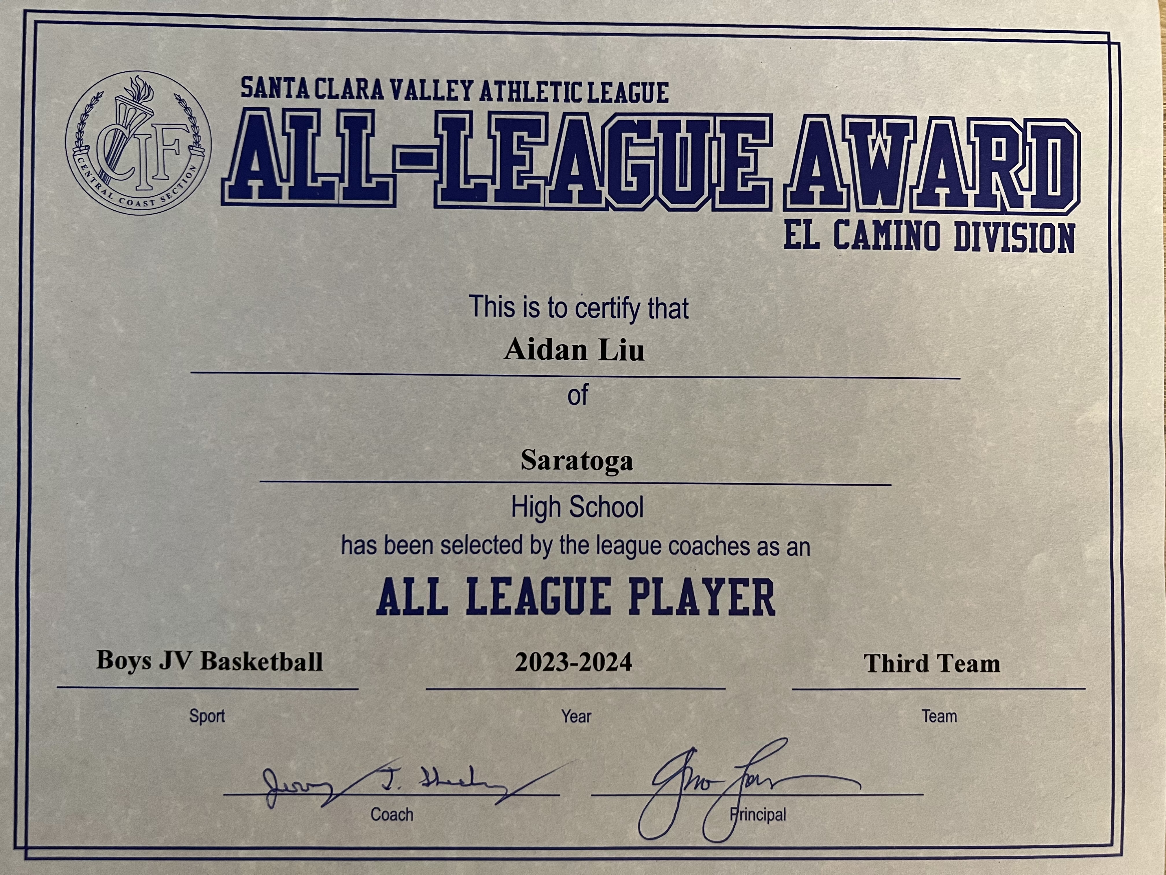 2023-24 JV 3rd Team All-League