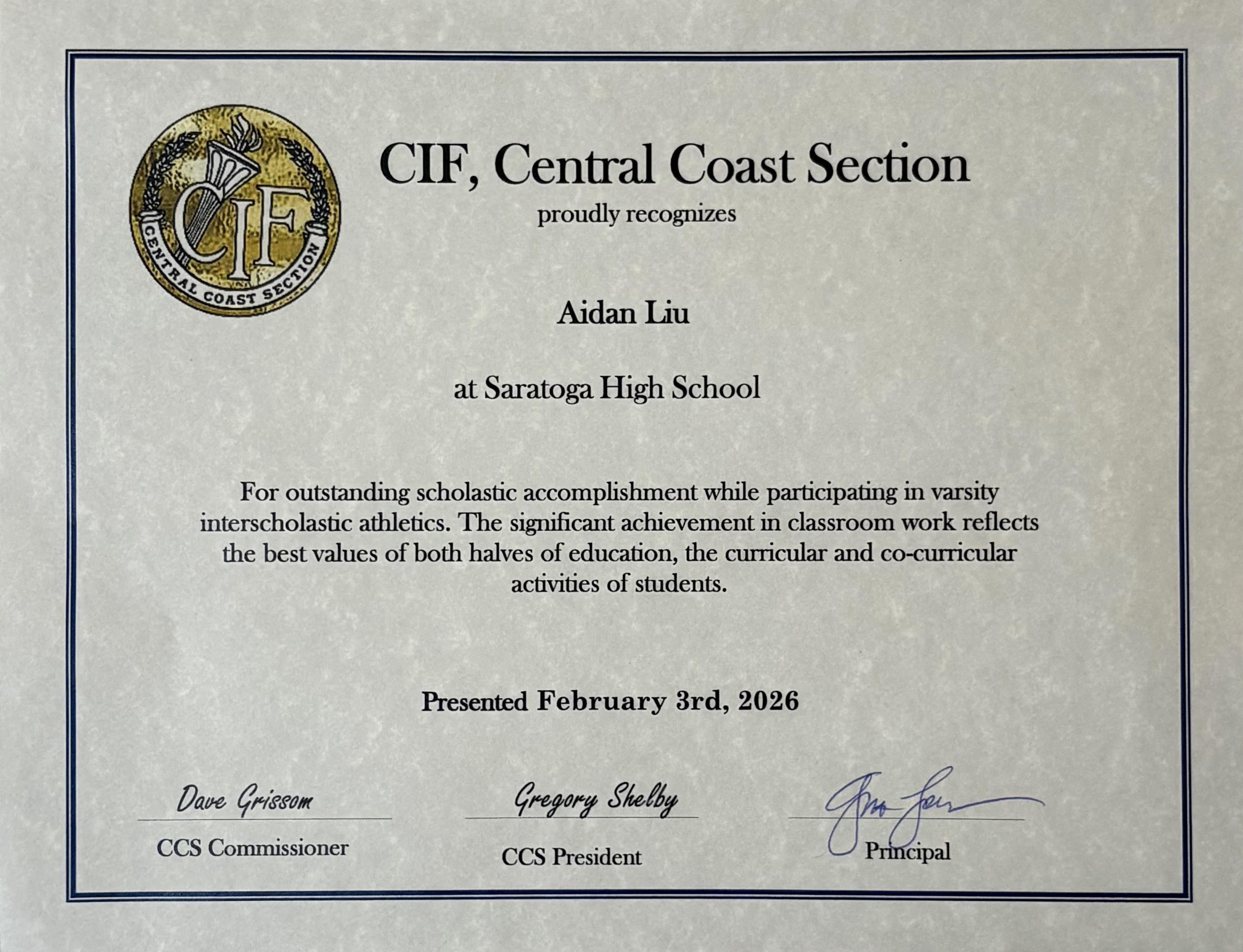 CCS Scholastic Award